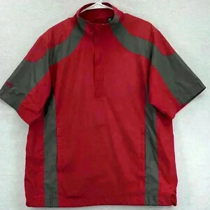 Ping Men’s Pullover Windbreaker Sz M Red and Gray Golf 1/3 Zip Drawstring Bottom
